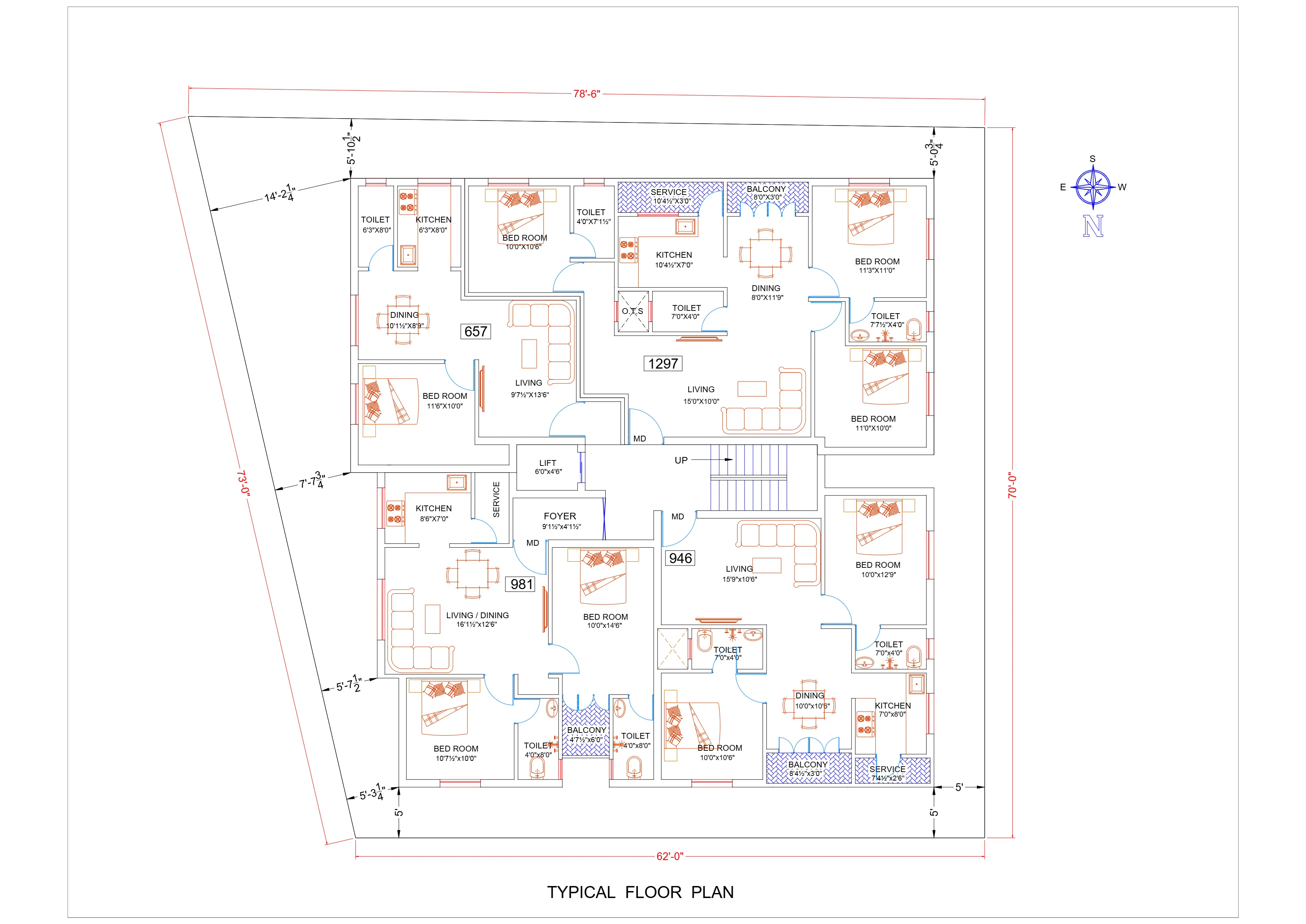 Straight Thoraipakkam Premium Apartments typical floor plan view